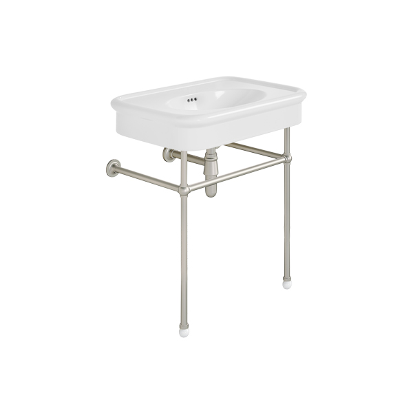 Rockwell 750mm White basin on basin stand. Zero, one or three tap holes