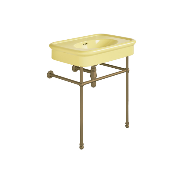 Rockwell 750mm Sherbet Yellow basin on basin stand. Zero, one or three tap holes
