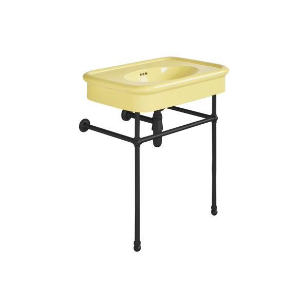 Rockwell 750mm Sherbet Yellow basin on basin stand. Zero, one or three tap holes
