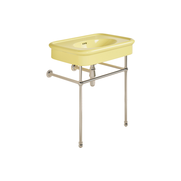 Rockwell 750mm Sherbet Yellow basin on basin stand. Zero, one or three tap holes