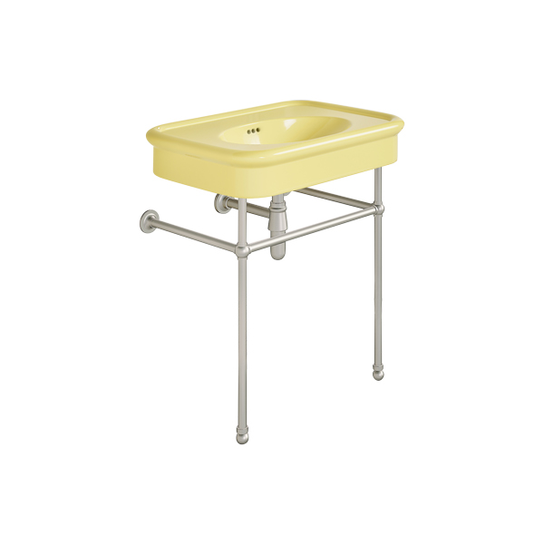 Rockwell 750mm Sherbet Yellow basin on basin stand. Zero, one or three tap holes