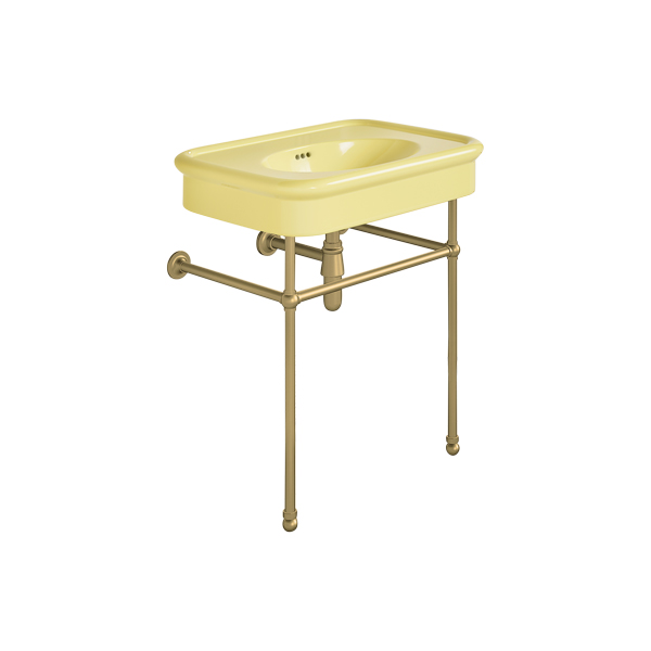 Rockwell 750mm Sherbet Yellow basin on basin stand. Zero, one or three tap holes