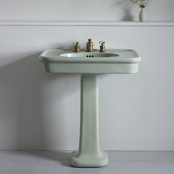 Rockwell 750mm large basin in Willow Green on pedestal
