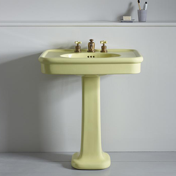 Rockwell 750mm large basin in Sherbet Yellow on pedestal