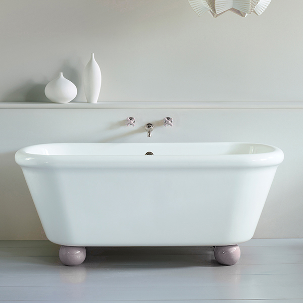 Rockwell bath in white with Pale Pink feet 1700 x 800mm