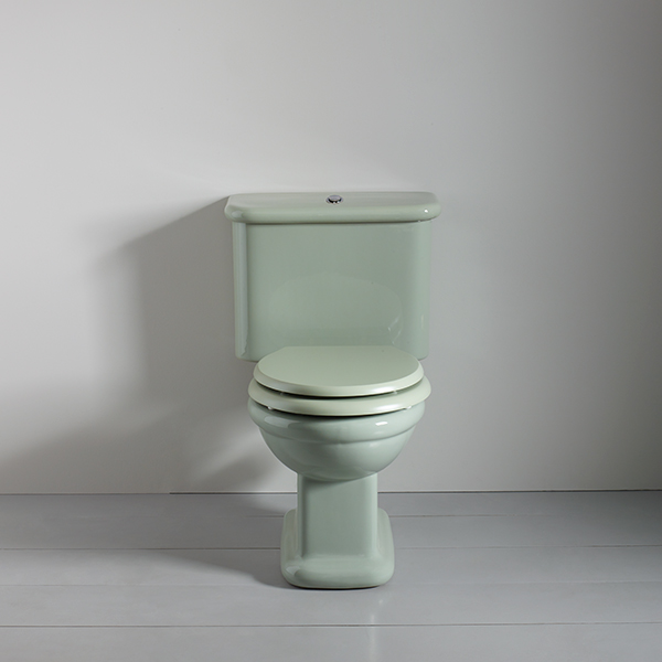 Rockwell toilet with close-coupled cistern & pan w horizontal outlet in Willow Green