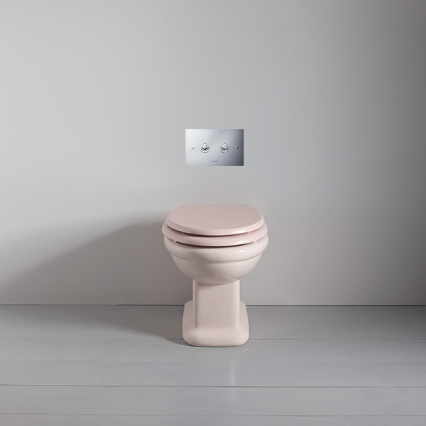 Rockwell toilet pan with horizontal outlet in Pale Pink
