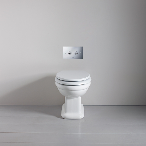 Rockwell toilet pan with horizontal outlet in White