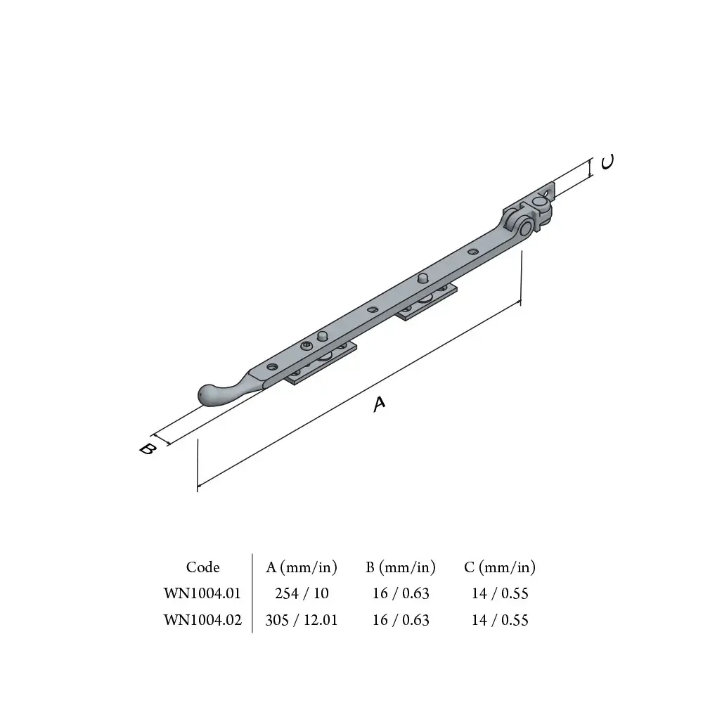 Teardrop casement window stay