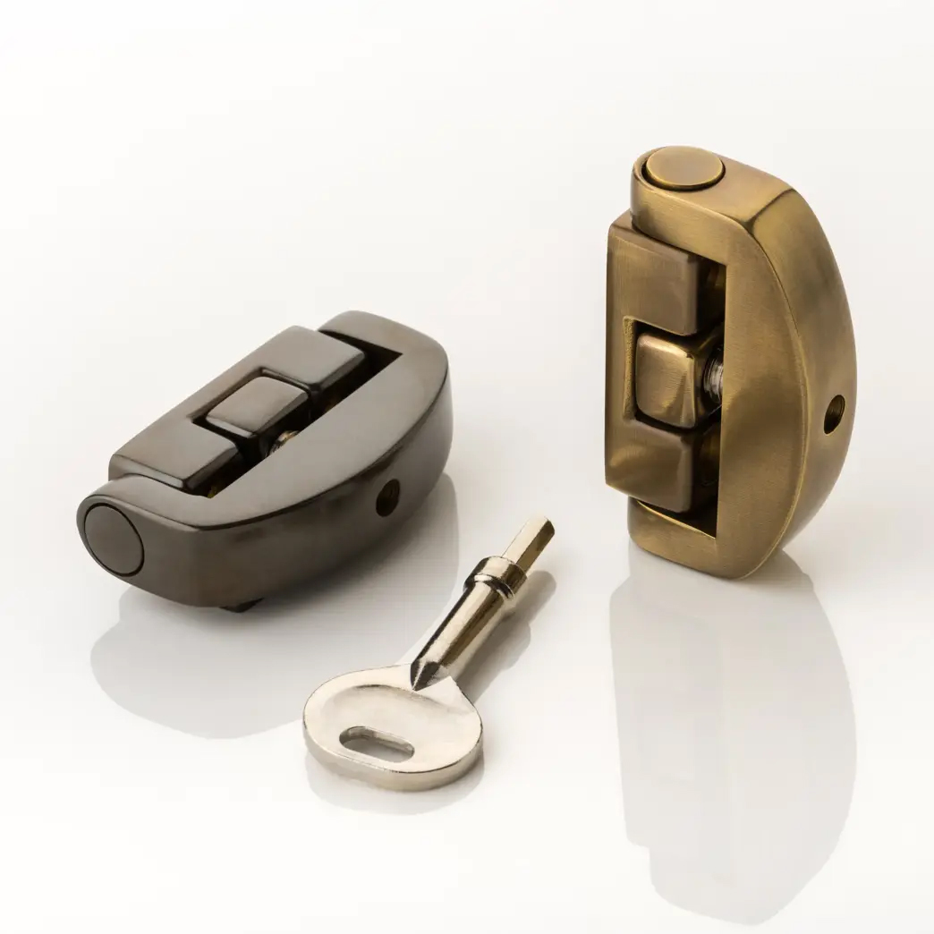 Solid brass casement window lock with key