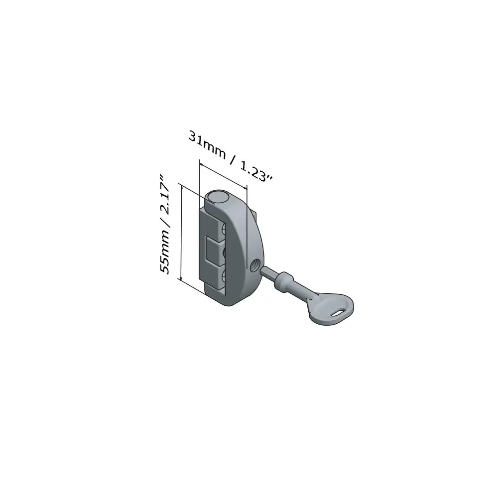 Solid brass casement window lock with key